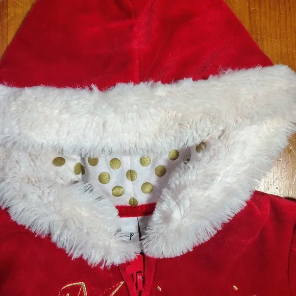 Disney Minnie Mouse Red Velvet‎ Ruffle Hooded Jacket 3T Christmas Holiday - Picture 5 of 13